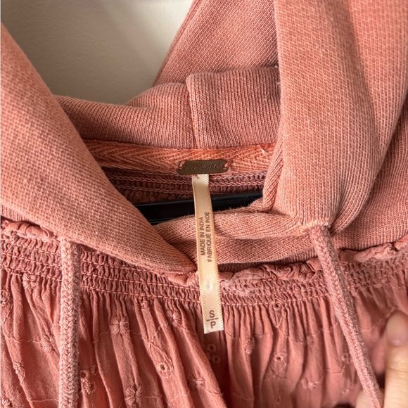 Free People Piper Pieced Crop Hoodie - Orange - Picture 3 of 5